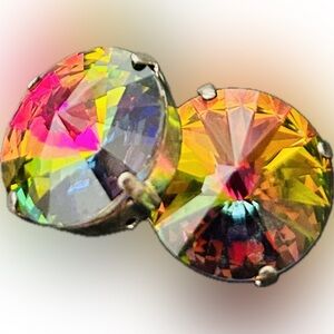 Multicolor Rivoli Sew On Bling Sparkly Crystal Bead Rainbow Colors - Set of TWO